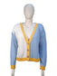 Cardigan Color Block con Botones